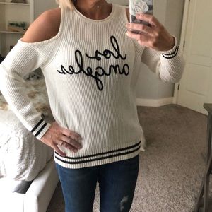 Ivory cold shoulder sweater